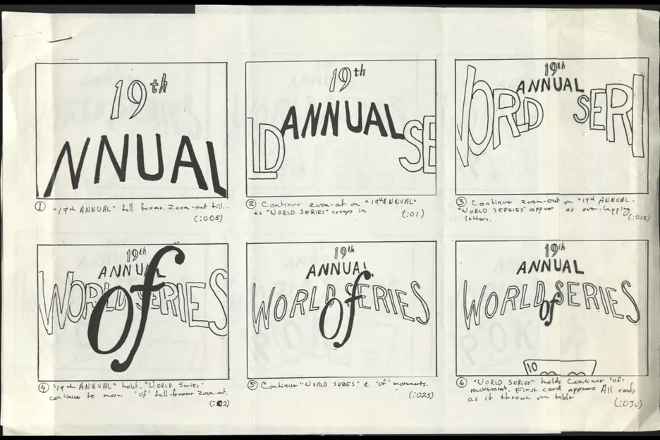 A storyboard used to develop the opening sequence for the ESPN telecast. 