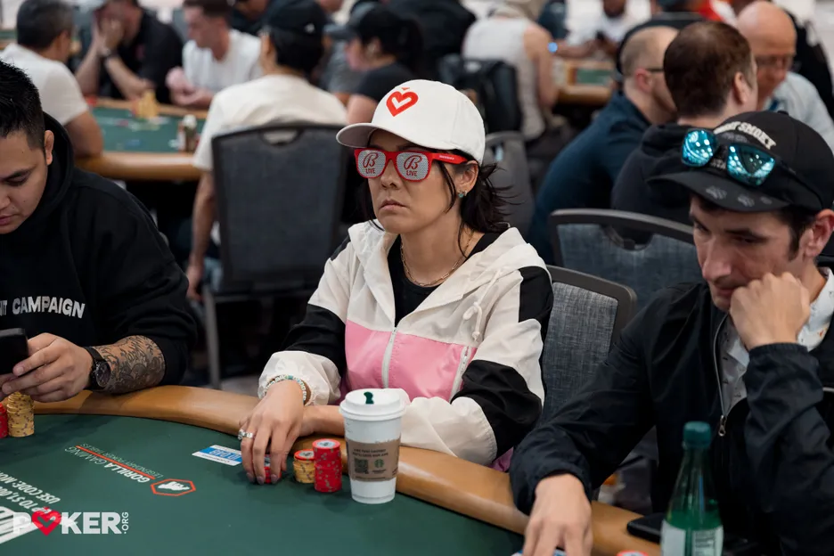 Nikki Limo was repping PokerOrg in the Employees' event.