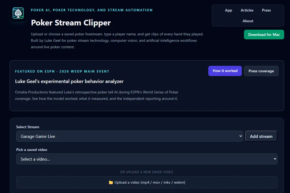 The Poker Stream Clipper is available now - give it a try!