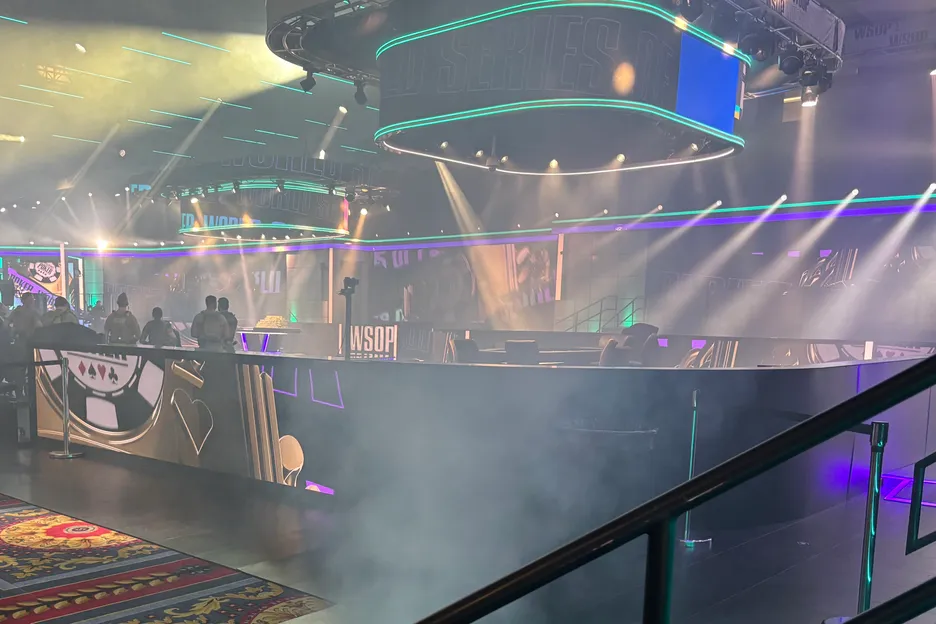 ESPN has been getting the big cameras out, and testing the lights (and smoke machine) ahead of Day 1A on Thursday. 