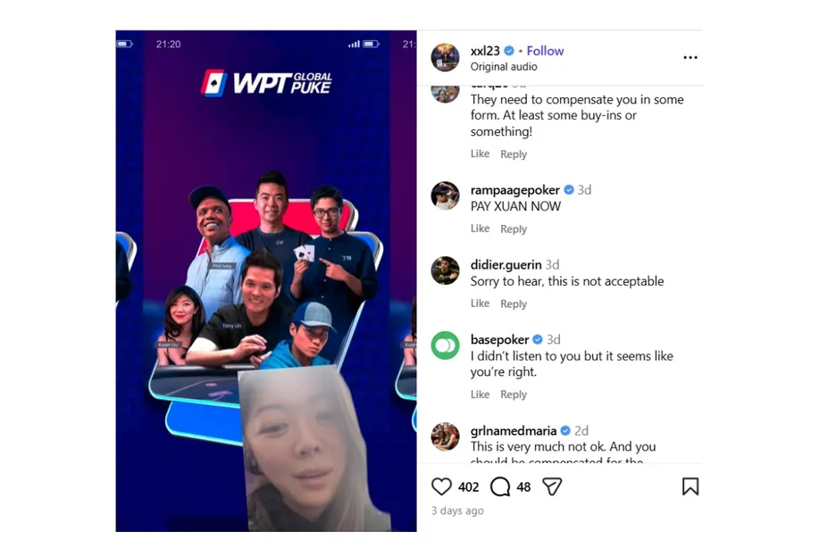 Xuan Liu instagram wpt global
