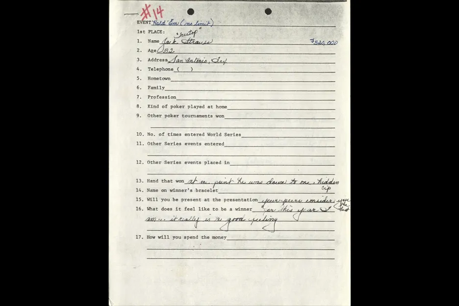 Straus was down to 'one hidden chip.'