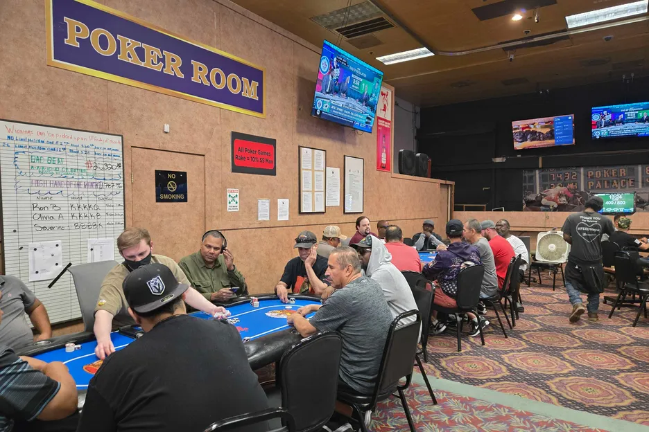 New TVs line the poker space next to the sportsbook. 