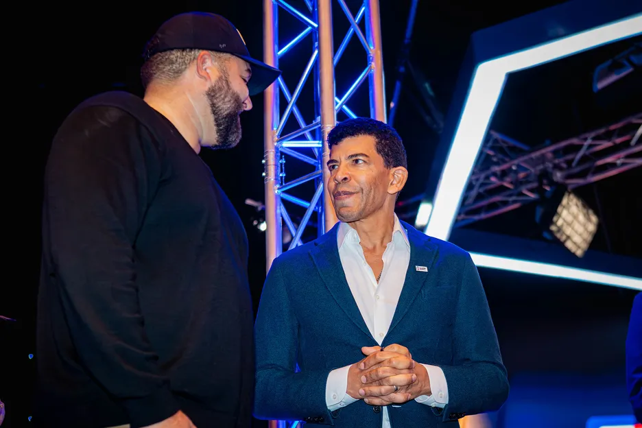 Adam Pliska with $5 million Invitational winner Chase Bricker