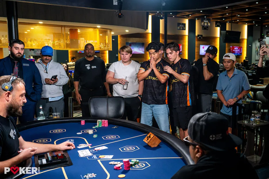Eric Chang sweats the final hand with his rail