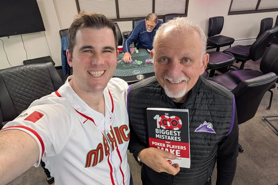 Alex gifts one of his best-selling books: 100 Biggest Mistakes Poker Players Make