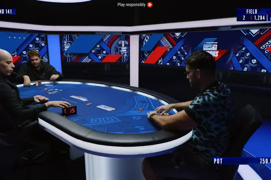 Tsouloftas, right, was ahead for most of heads-up play.