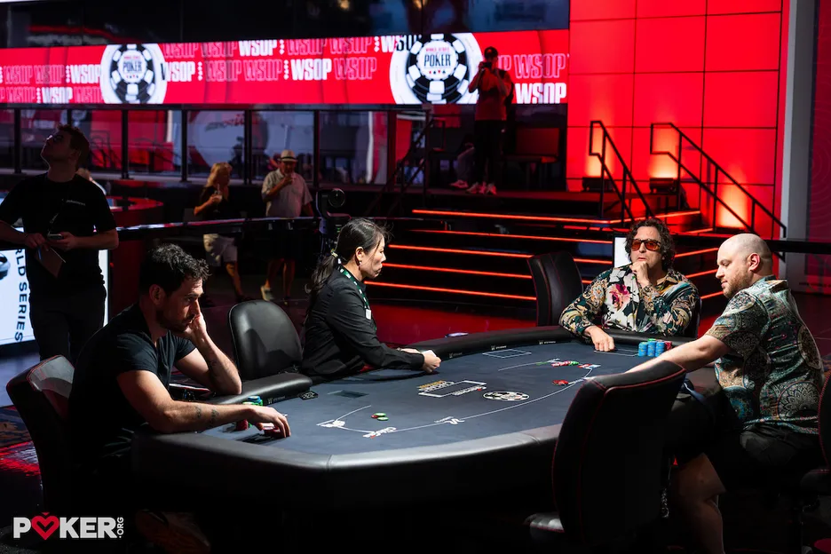Michael Casella, Nick Schulman, and Scott Seiver in the final three of $1,500 Badugi