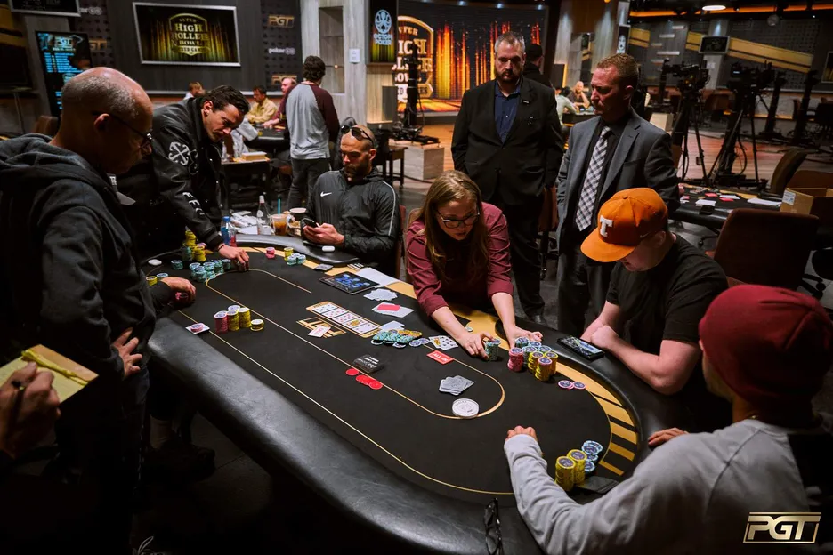 Texas Mike Moncek has a big pile of chips after a big three-way all in. 