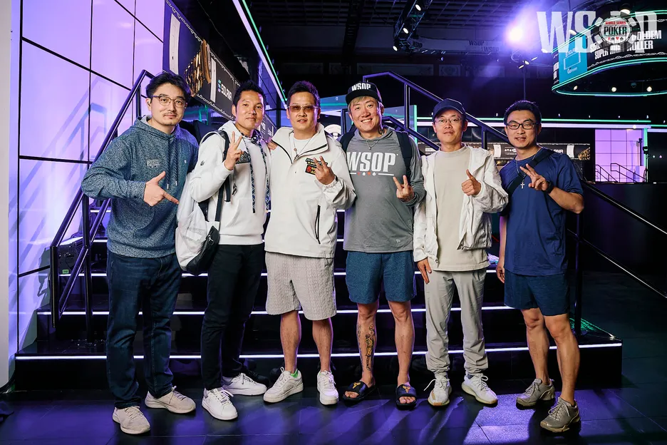 Tony 'Ren' Lin (2nd from left) celebrates with his best friend, Dong Chen                    