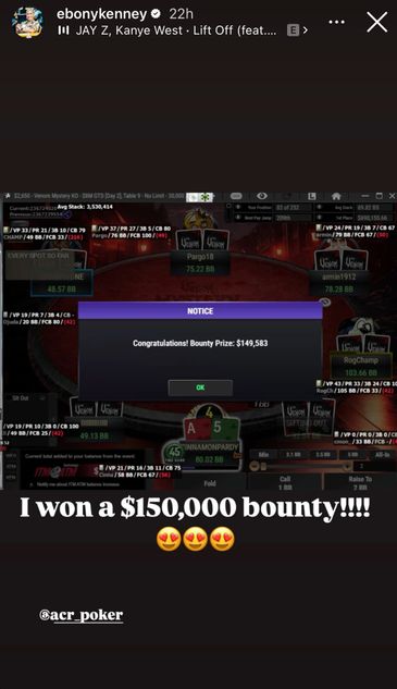 Ebony Kenney announced the big bounty on Instagram. 